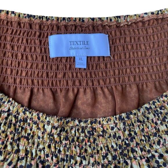 Elizabeth and James Textile Smocked Neck Boho Flowy Long Sleeve Blouse – Size XL - Picture 4 of 10